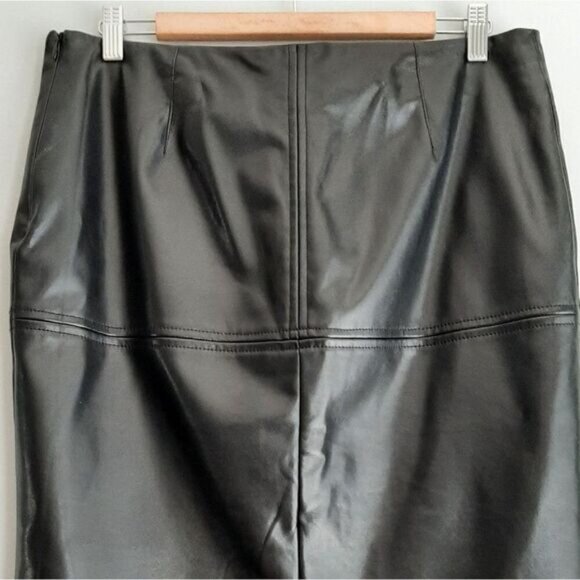 EDIT Back Zipper Slit Vegan Faux Leather Pencil Mini Skirt Black Sz 8 - Picture 6 of 13